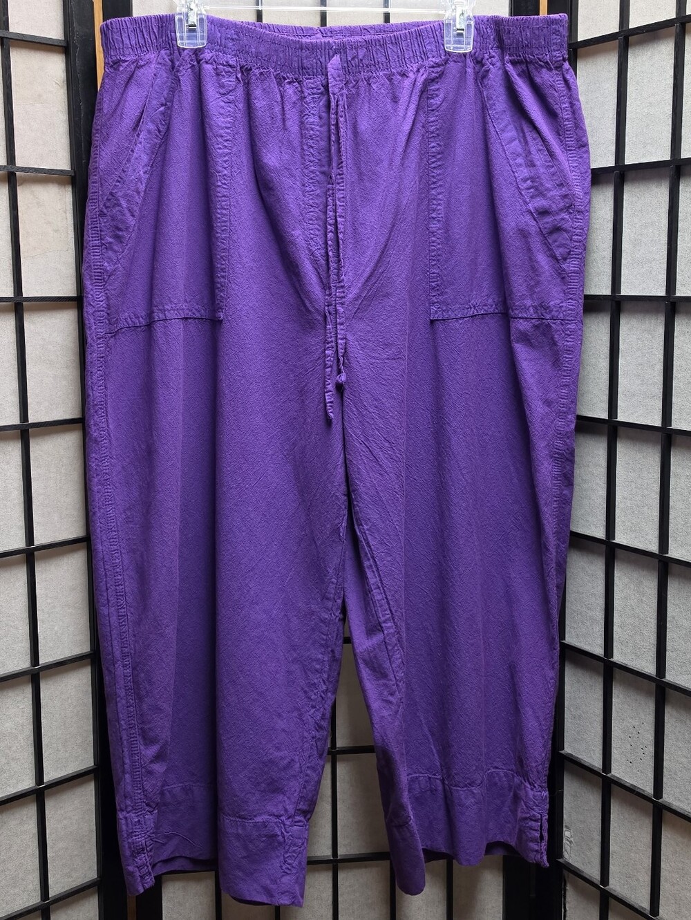 🍇 Y2K 2000s Basic Editions Grape 100% Cotton Crop Pants Women's 1X